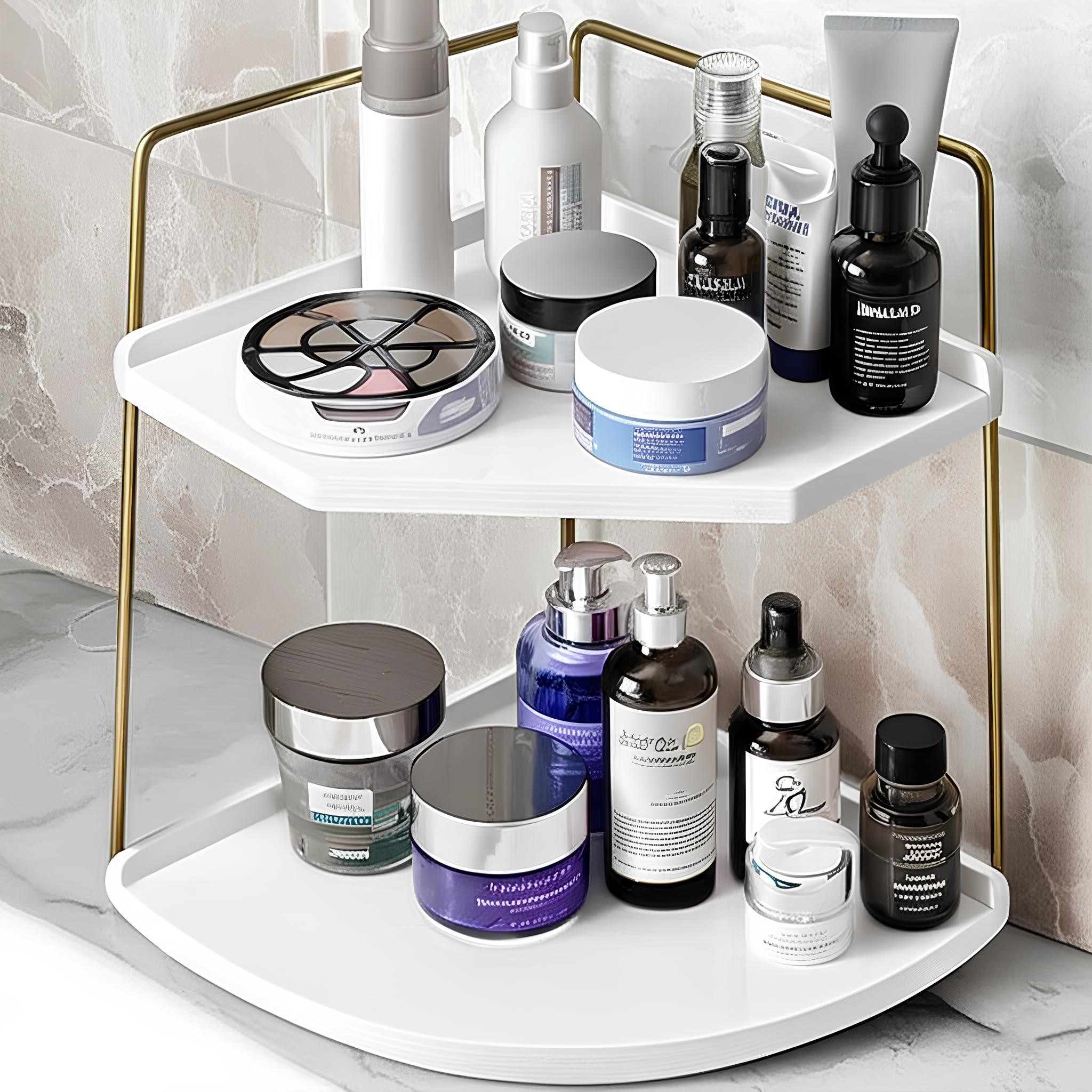 Takı Ve Makyaj Malzemesi İçin Çok Amaçlı Düzenleyici Banyo Masaüstü Kozmetik Organizeri Dekoratif 2 Katlı Raf