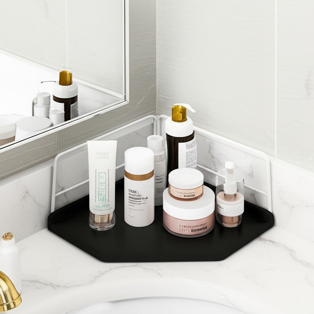 Dekoratif Ahşap Organizer | Paslanmaz Çelik Organizer – Mutfak, Banyo, Salon, Çalışma Masası