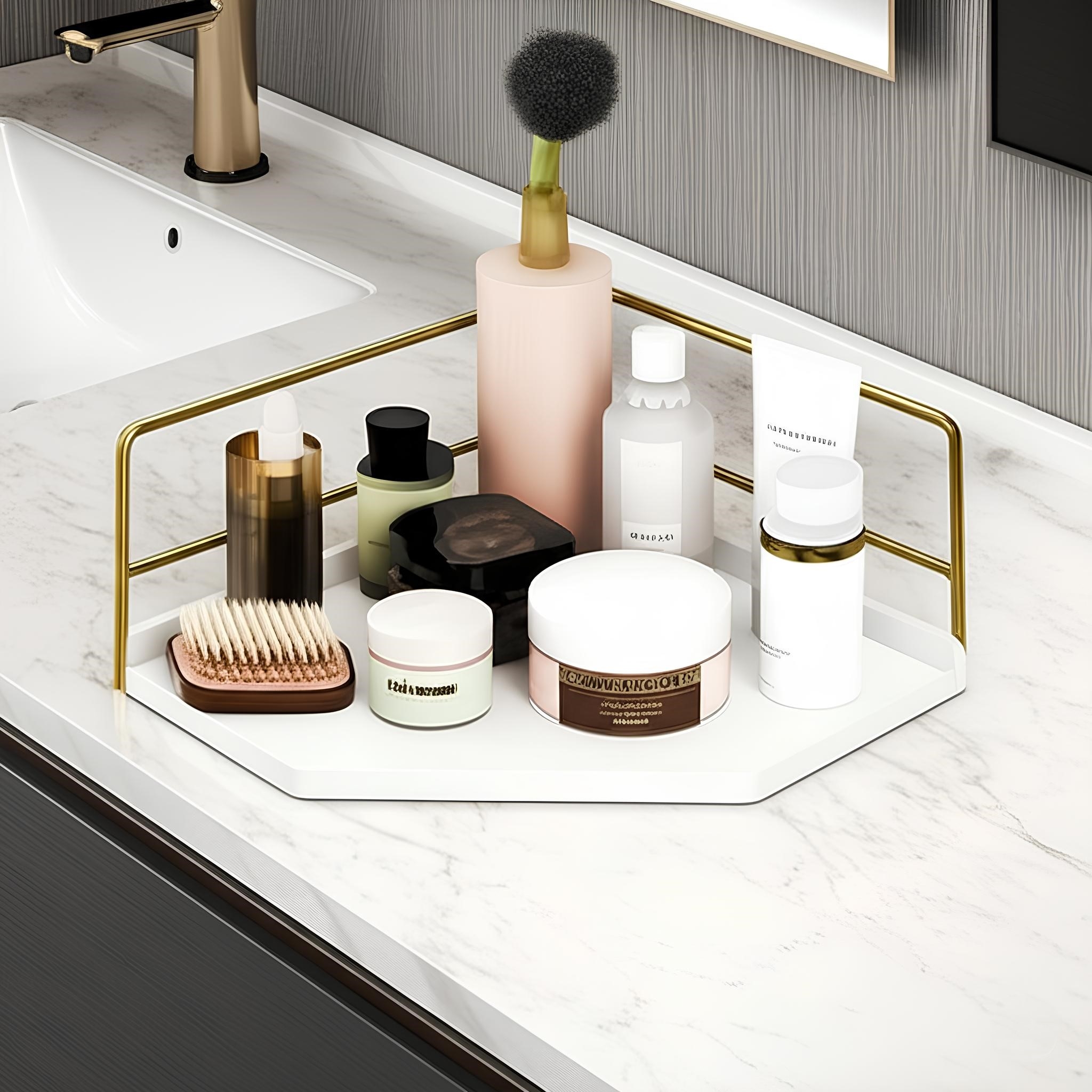 Dekoratif Ahşap Organizer | Paslanmaz Çelik Organizer – Mutfak, Banyo, Salon, Çalışma Masası