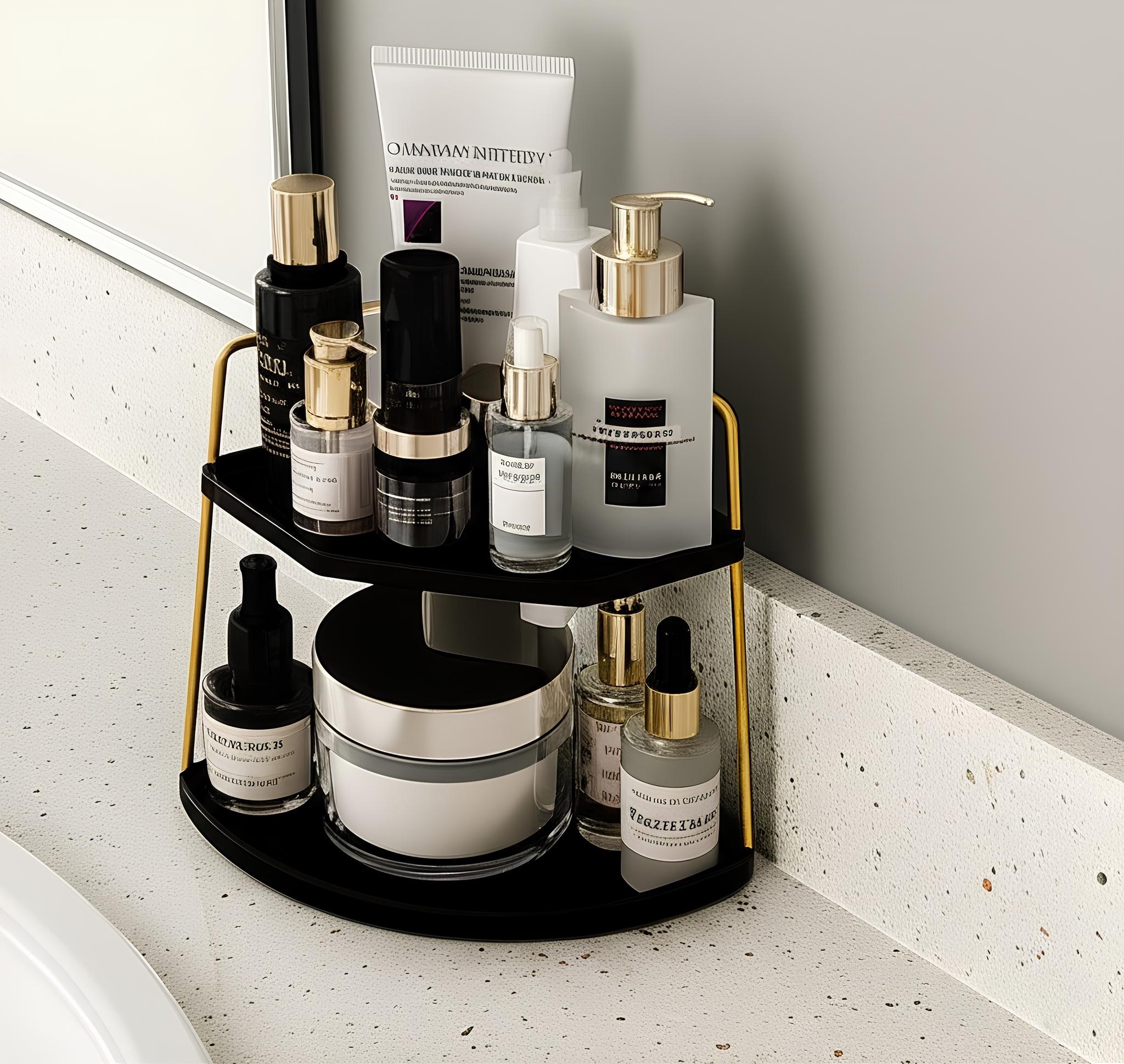 Takı Ve Makyaj Malzemesi İçin Çok Amaçlı Düzenleyici Banyo Masaüstü Kozmetik Organizeri Dekoratif 2 Katlı Raf