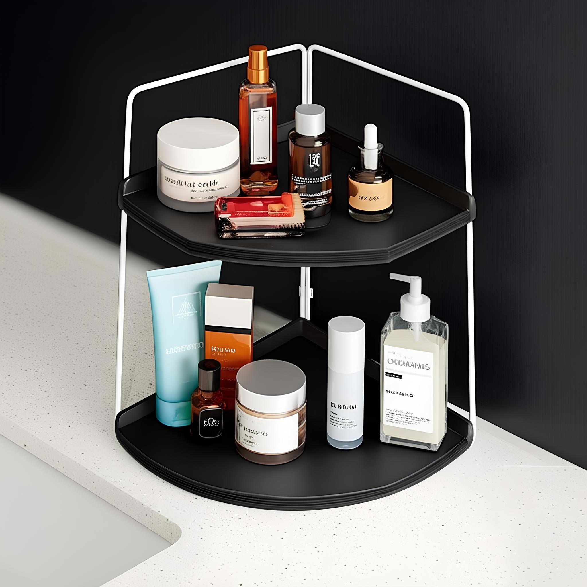 Takı Ve Makyaj Malzemesi İçin Çok Amaçlı Düzenleyici Banyo Masaüstü Kozmetik Organizeri Dekoratif 2 Katlı Raf
