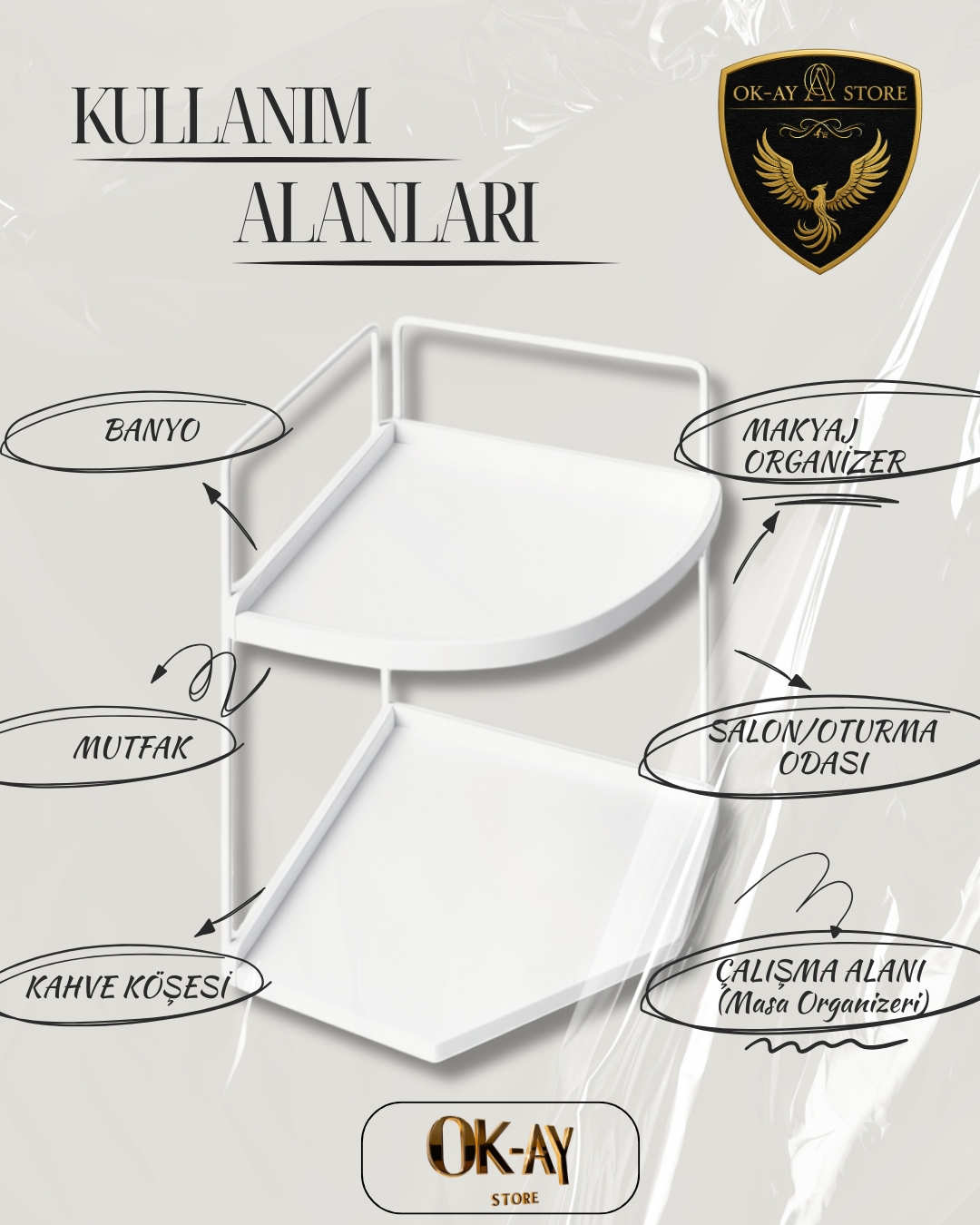 Takı Ve Makyaj Malzemesi İçin Çok Amaçlı Düzenleyici Banyo Masaüstü Kozmetik Organizeri Dekoratif 2 Katlı Raf
