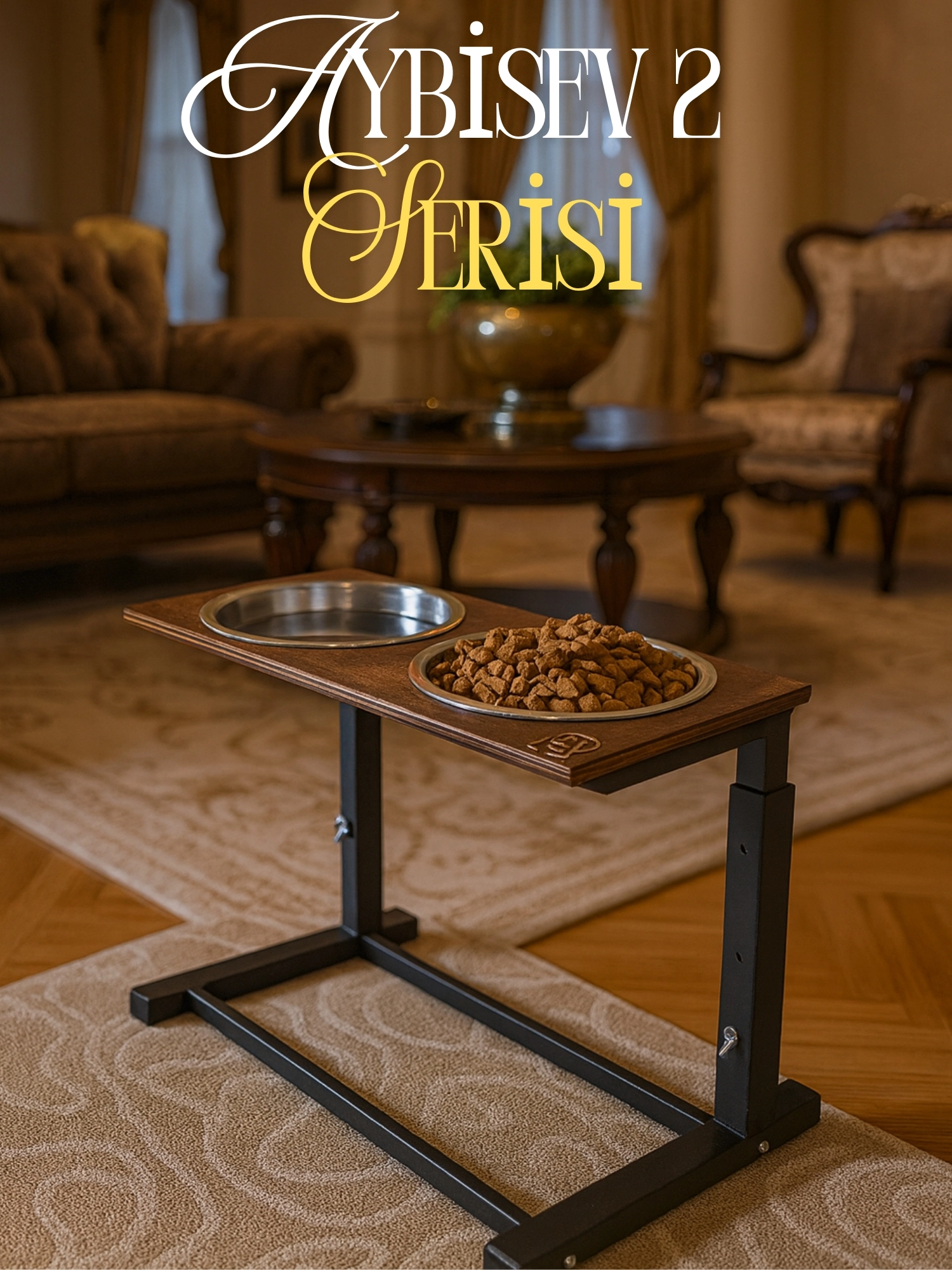 Büyük ve Orta Boy Köpekler İçin Ayarlanabilir 3 Yükseklikli Paslanmaz Çelik Mama ve Su Kabı Standı