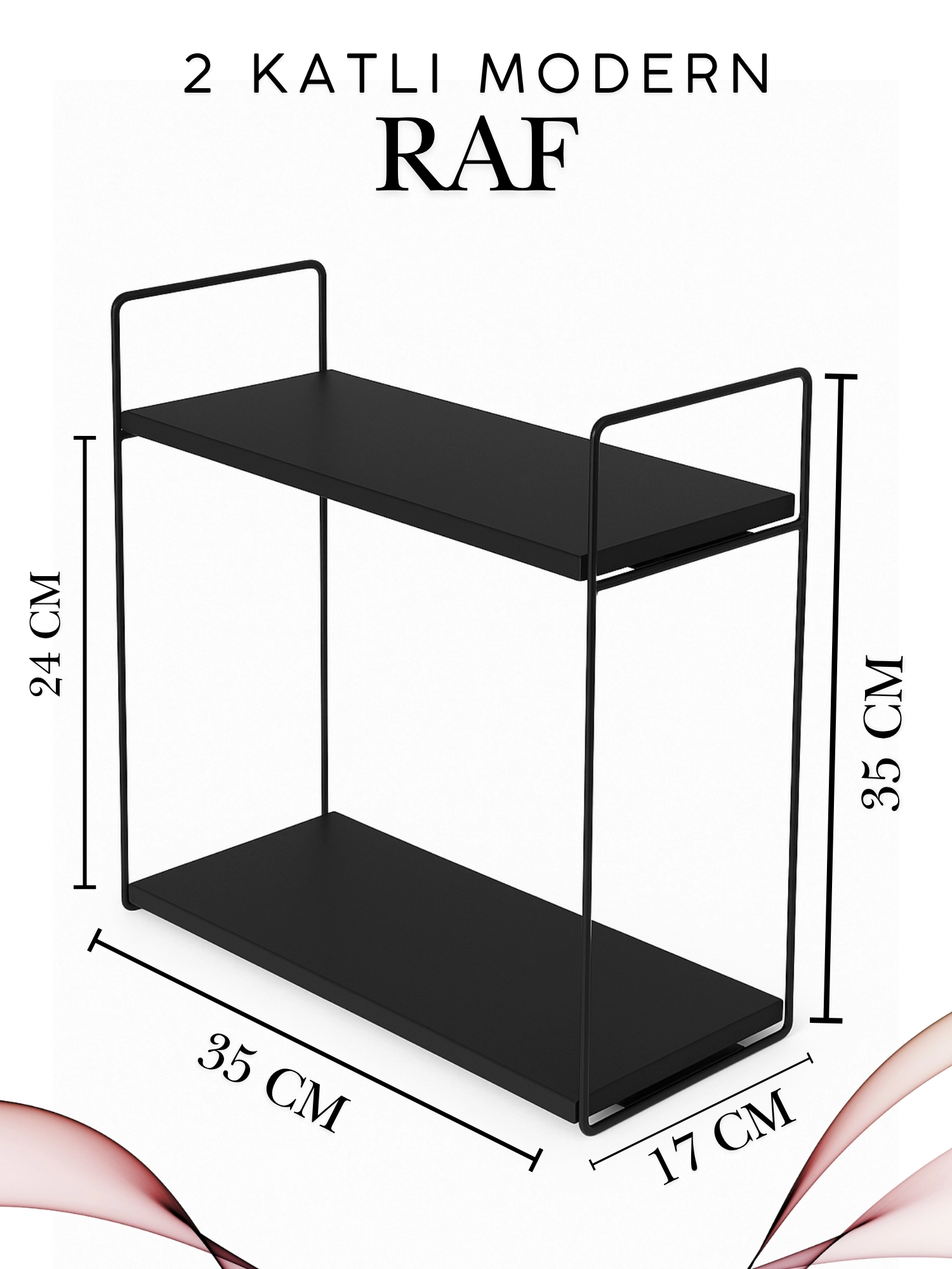 Aybisev Premium Serisi Çok Amaçlı 2 Katlı Raf – Metal Ahşap Kombinasyonu