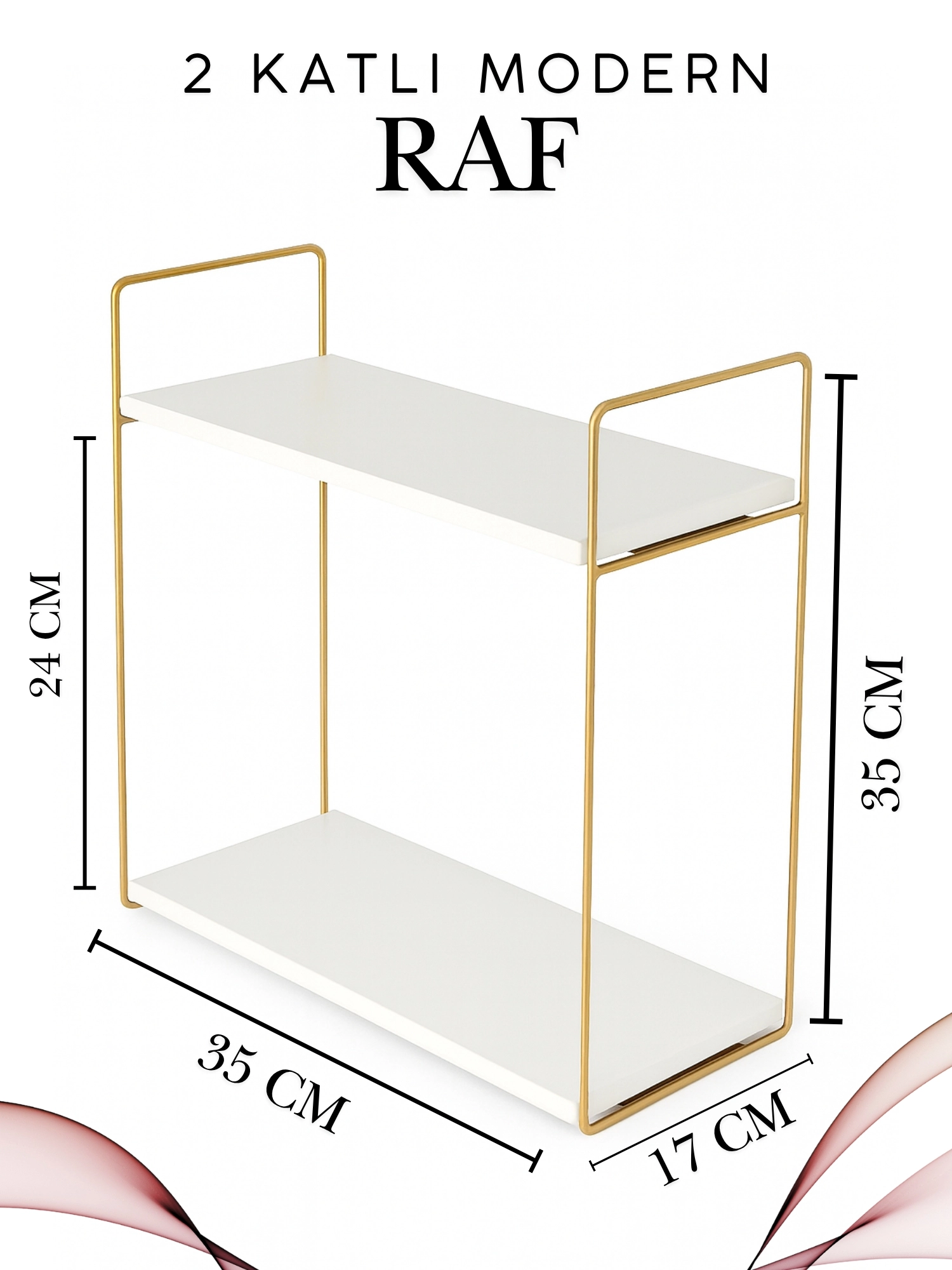 Aybisev Premium 2 Katlı Ahşap Metal Düzenleyici Raf – Dayanıklı Şık Tasarım