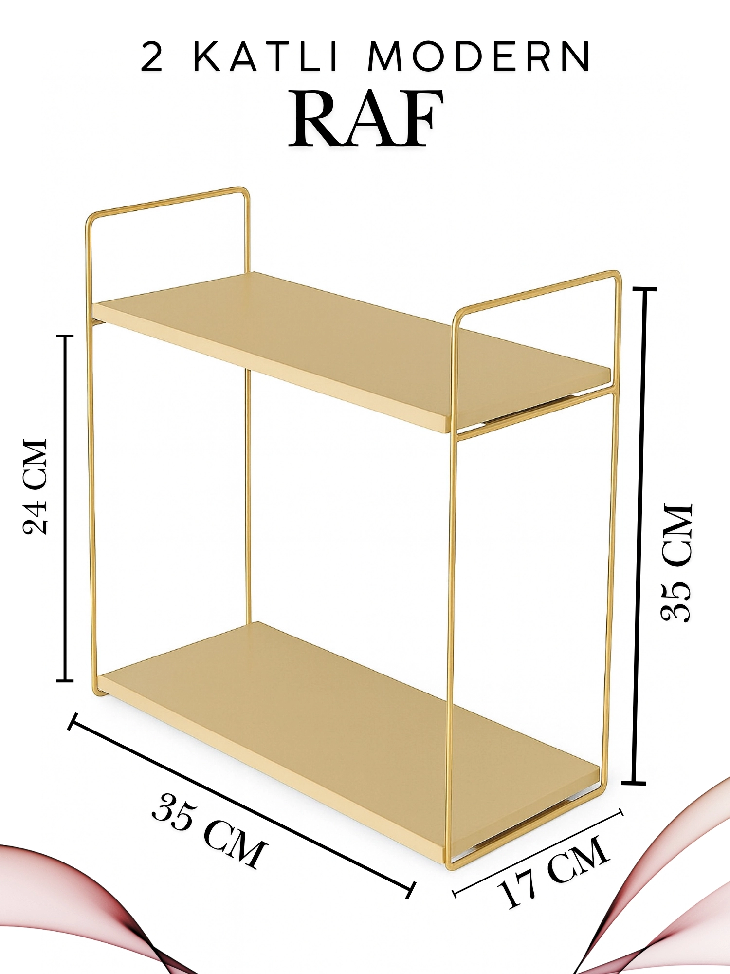 Ahşap Metal Premium Raf – Aybisev 2 Katlı Ev Düzenleyici
