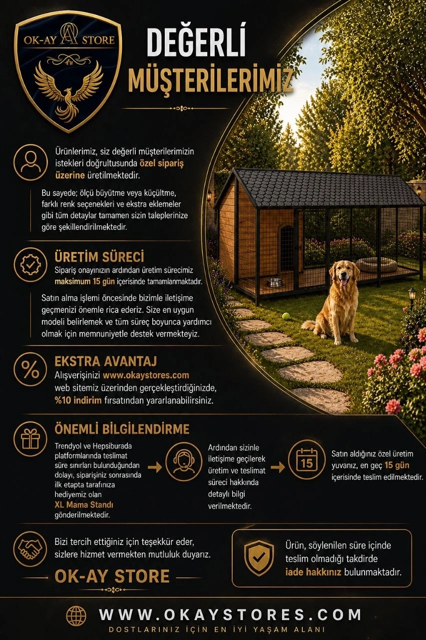 Büyük Irk Köpekler İçin XL Kulübe – Suya Dayanıklı, Bahçe ve Açık Alan Uyumlu MNK4611 MODEL