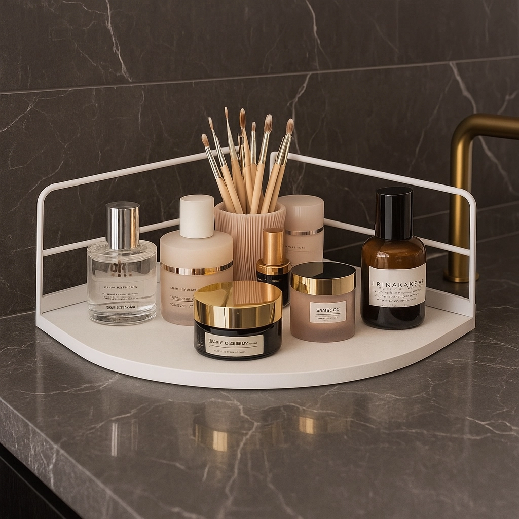 Dekoratif Ahşap Organizer | Paslanmaz Çelik Organizer – Mutfak, Banyo, Salon, Çalışma Masası