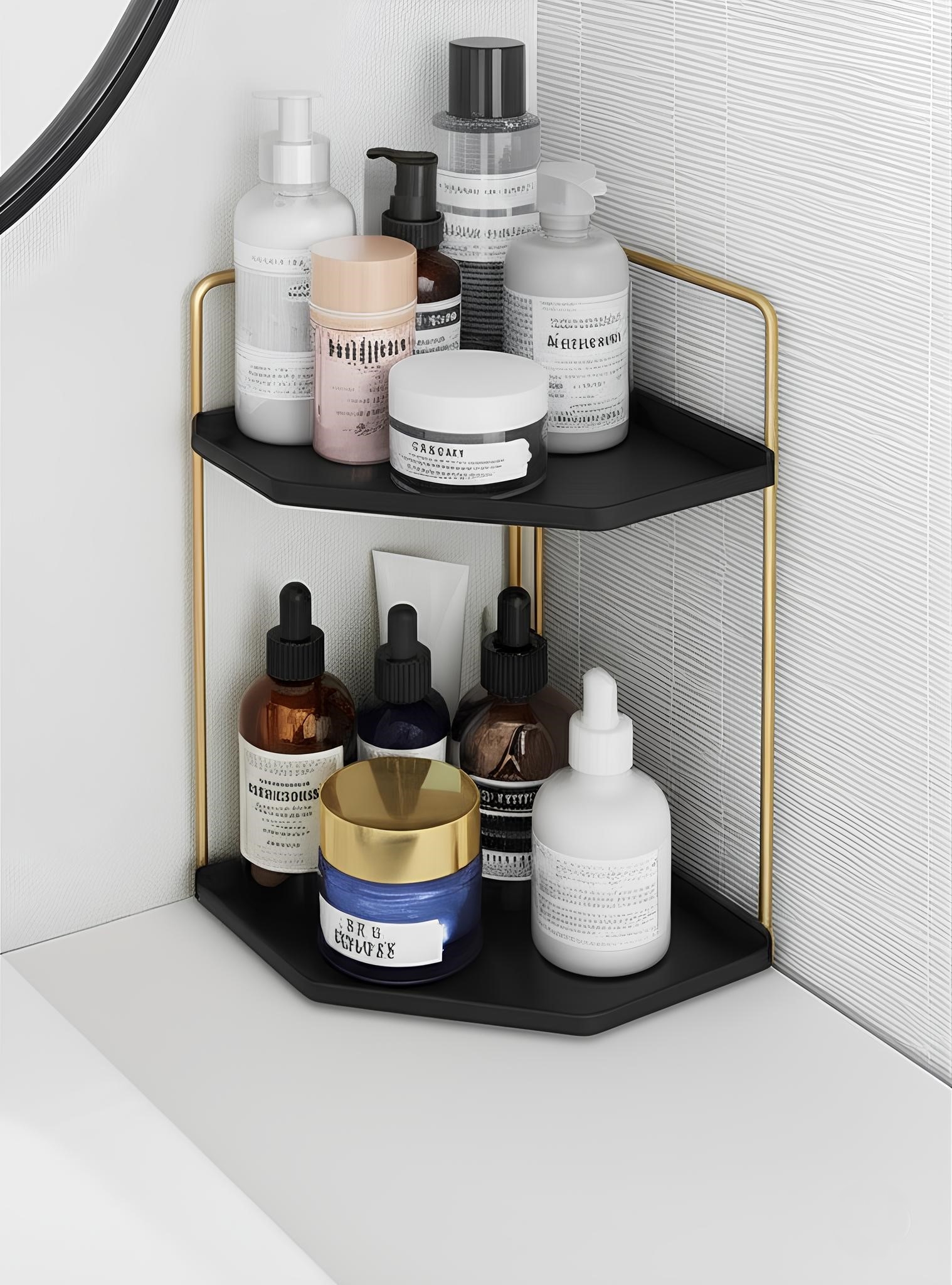 Banyo Rafı Çok Amaçlı Düzenleyici Tezgah Üstü Dekoratif 2 Katlı Raf 