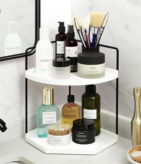 Takı Ve Makyaj Malzemesi İçin Çok Amaçlı Düzenleyici Banyo Masaüstü Kozmetik Organizeri Dekoratif 2 Katlı Raf