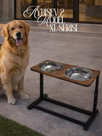 Büyük Irklar İçin XL Ayarlanabilir Metal Köpek Mama ve Su Standı