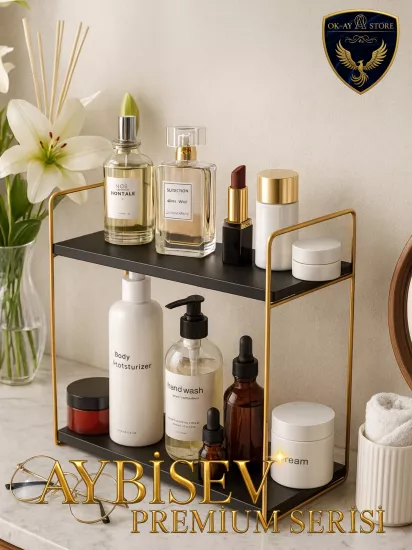 Aybisev Premium Serisi Çok Amaçlı Ahşap Metal Düzenleyici 2 Katlı Raf Uzun Ömürlü Kaliteli Tasarım 