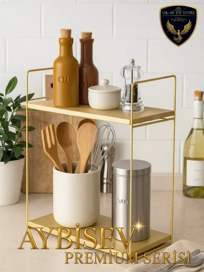 Ahşap Metal Premium Raf – Aybisev 2 Katlı Ev Düzenleyici