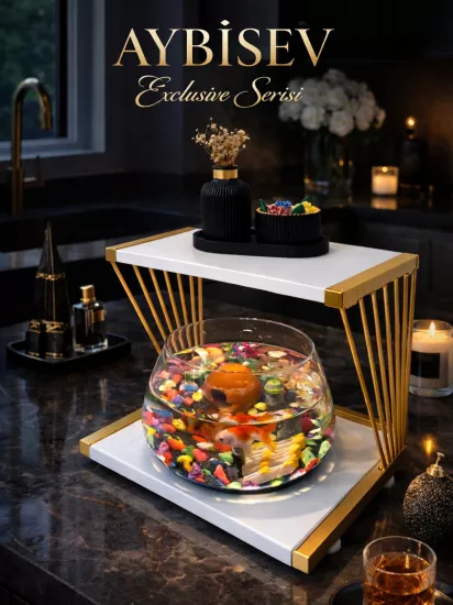 Özel Tasarım Cam Fanus Beta Balığı ile Dekoratif Akvaryum & Fanus Seti