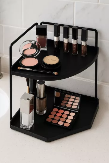 Takı Ve Makyaj Malzemesi İçin Çok Amaçlı Düzenleyici Banyo Masaüstü Kozmetik Organizeri Dekoratif 2 Katlı Raf
