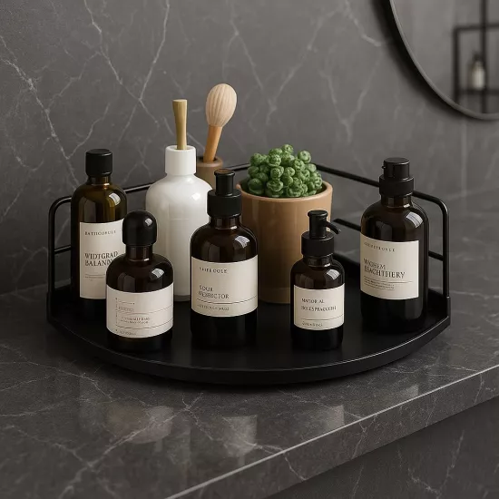 Dekoratif Ahşap Organizer | Paslanmaz Çelik Organizer – Mutfak, Banyo, Salon, Çalışma Masası