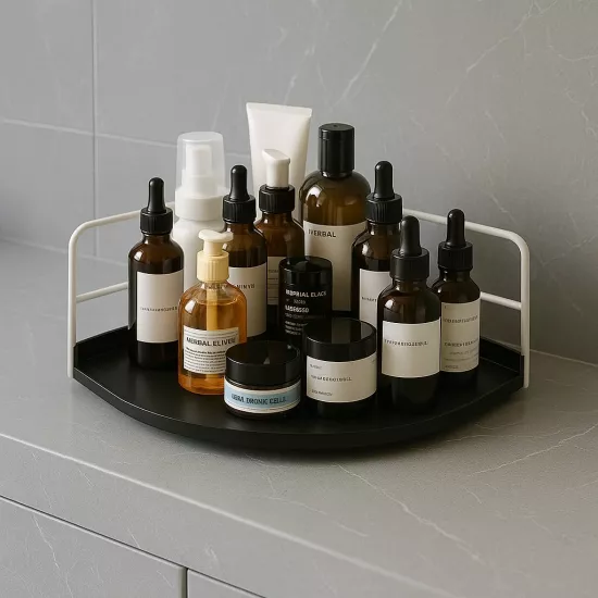 Dekoratif Ahşap Organizer | Paslanmaz Çelik Organizer – Mutfak, Banyo, Salon, Çalışma Masası