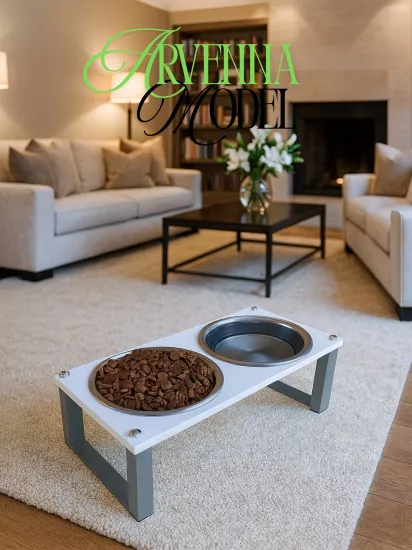 Kedi ve Köpekler İçin Sağlıklı Yeme Standı, Paslanmaz Çelik Şık Tasarım ve Kaymaz Ayaklar