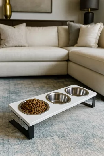 3’lü Paslanmaz Çelik Yükseltilmiş Mama Kabı – Kedi ve Yavru Köpekler İçin