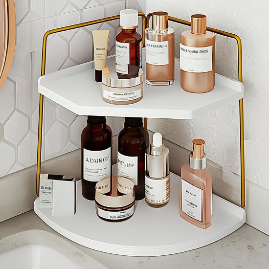 Takı Ve Makyaj Malzemesi İçin Çok Amaçlı Düzenleyici Banyo Masaüstü Kozmetik Organizeri Dekoratif 2 Katlı Raf
