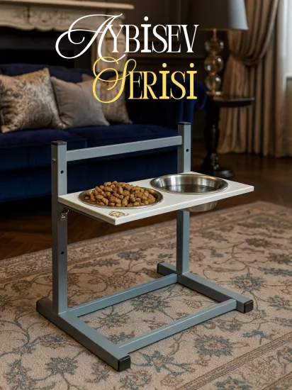 Büyük ve Orta Boy Köpekler İçin Ayarlanabilir 3 Yükseklikli Paslanmaz Çelik Mama ve Su Kabı Standı