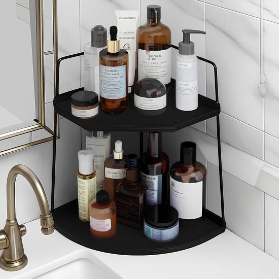 Takı Ve Makyaj Malzemesi İçin Çok Amaçlı Düzenleyici Banyo Masaüstü Kozmetik Organizeri Dekoratif 2 Katlı Raf