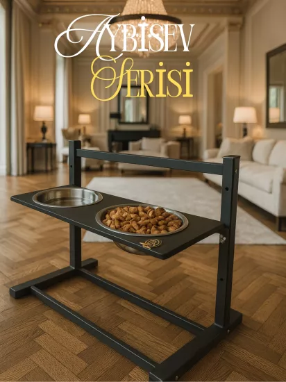 Büyük ve Orta Boy Köpekler İçin Ayarlanabilir 3 Yükseklikli Paslanmaz Çelik Mama ve Su Kabı Standı