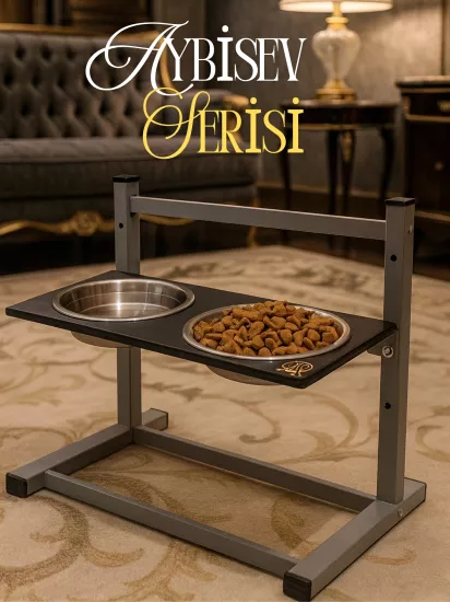 Büyük ve Orta Boy Köpekler İçin Ayarlanabilir 3 Yükseklikli Paslanmaz Çelik Mama ve Su Kabı Standı