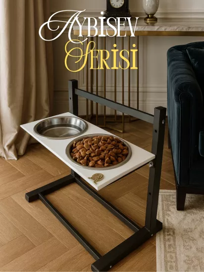 Büyük ve Orta Boy Köpekler İçin Ayarlanabilir 3 Yükseklikli Paslanmaz Çelik Mama ve Su Kabı Standı