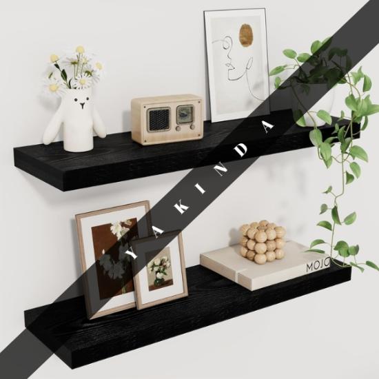 Rustik Ahşap Derin Duvara Monte Raflar