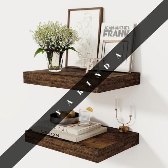 Ev Depolama ve Sergileme için Rustik Ahşap Derin Duvar Rafları