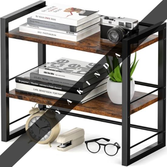 Ofis Masası Raf Düzenleyici, Ahşap Masaüstü Kitaplık Malzemeleri Depolama Rafı