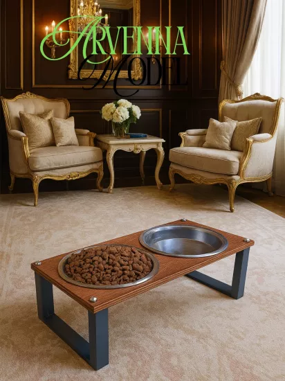 Kedi ve Köpekler İçin Sağlıklı Yeme Standı, Paslanmaz Çelik Şık Tasarım ve Kaymaz Ayaklar