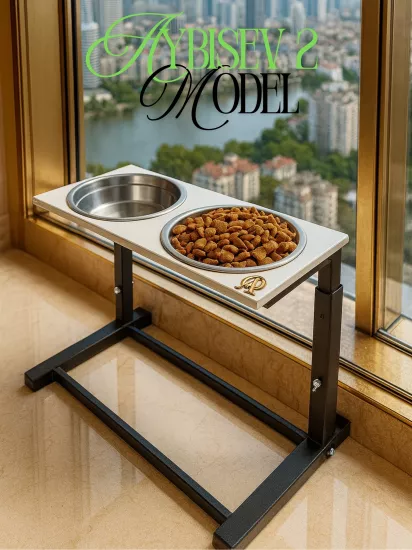 Büyük ve Orta Boy Köpekler İçin Ayarlanabilir 3 Yükseklikli Paslanmaz Çelik Mama ve Su Kabı Standı