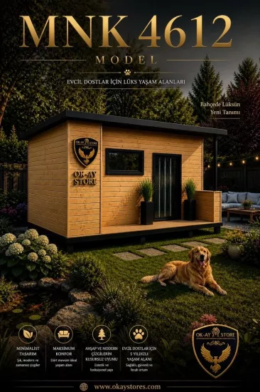 XL Köpek Kulübesi Dış Mekana Uyumlu Geniş Hacimli Dört Mevsim Kullanıma Uygun Bahçe ve Açık Alanlar MNK4612 MODEL