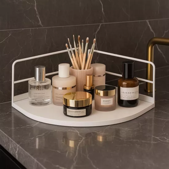 Dekoratif Ahşap Organizer | Paslanmaz Çelik Organizer – Mutfak, Banyo, Salon, Çalışma Masası