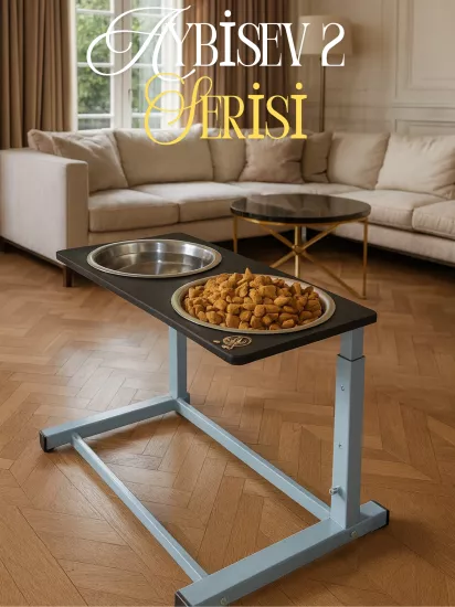 Büyük ve Orta Boy Köpekler İçin Ayarlanabilir 3 Yükseklikli Paslanmaz Çelik Mama ve Su Kabı Standı