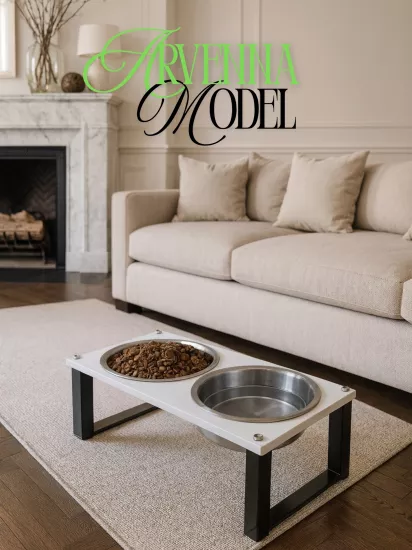 Kedi ve Köpekler İçin Sağlıklı Yeme Standı, Paslanmaz Çelik Şık Tasarım ve Kaymaz Ayaklar