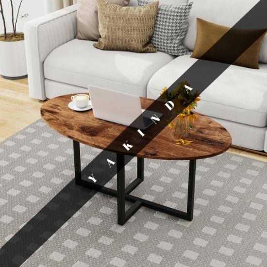 Oturma Odası için Oval Sehpa, Metal Çerçeveli Orta Sehpa 