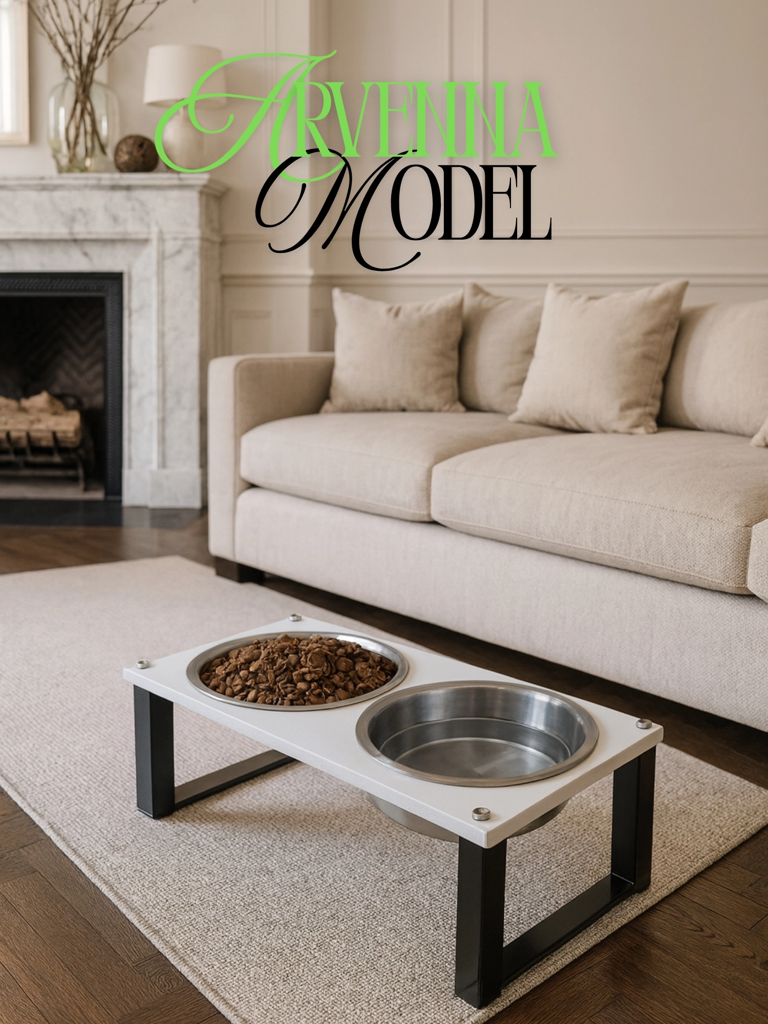 Kedi ve Köpekler İçin Premium Yeme Standı, Paslanmaz Çelik Kase, Kaymaz Tabanlı