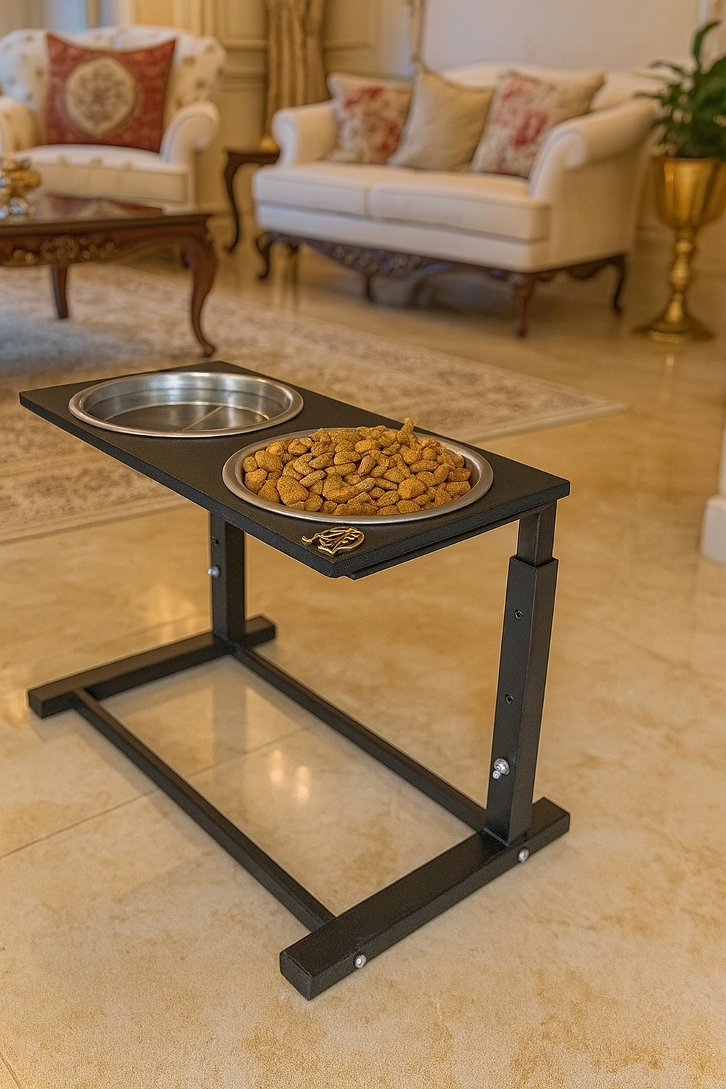 Büyük ve Orta Boy Köpekler İçin Ayarlanabilir 3 Yükseklikli Paslanmaz Çelik Mama ve Su Kabı Standı