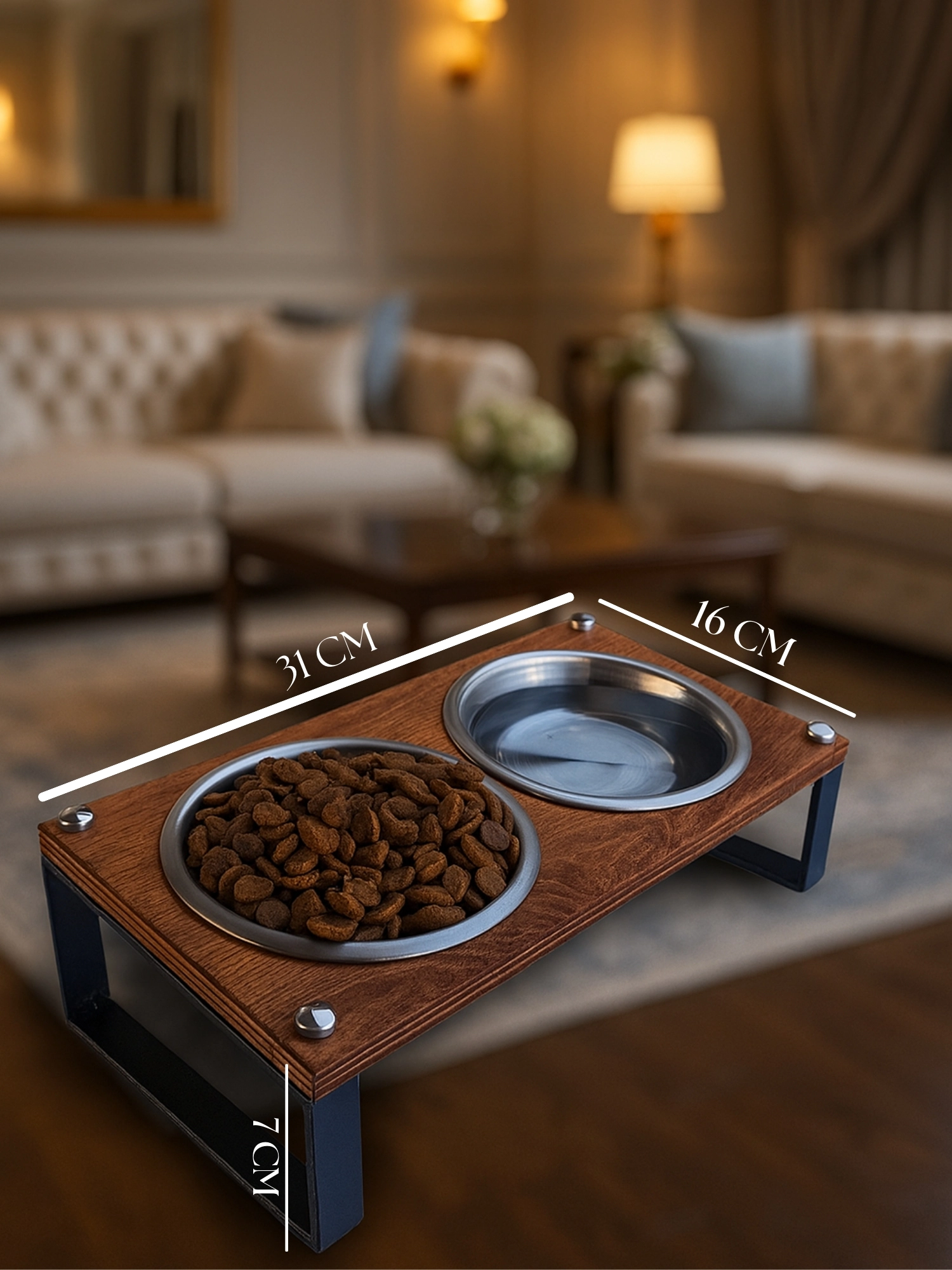 Kedi ve Köpekler İçin Mama ve Su Standı - Yüzde 10 Eğimli, Yüksek Kalite ve Sağlıklı Tasarım