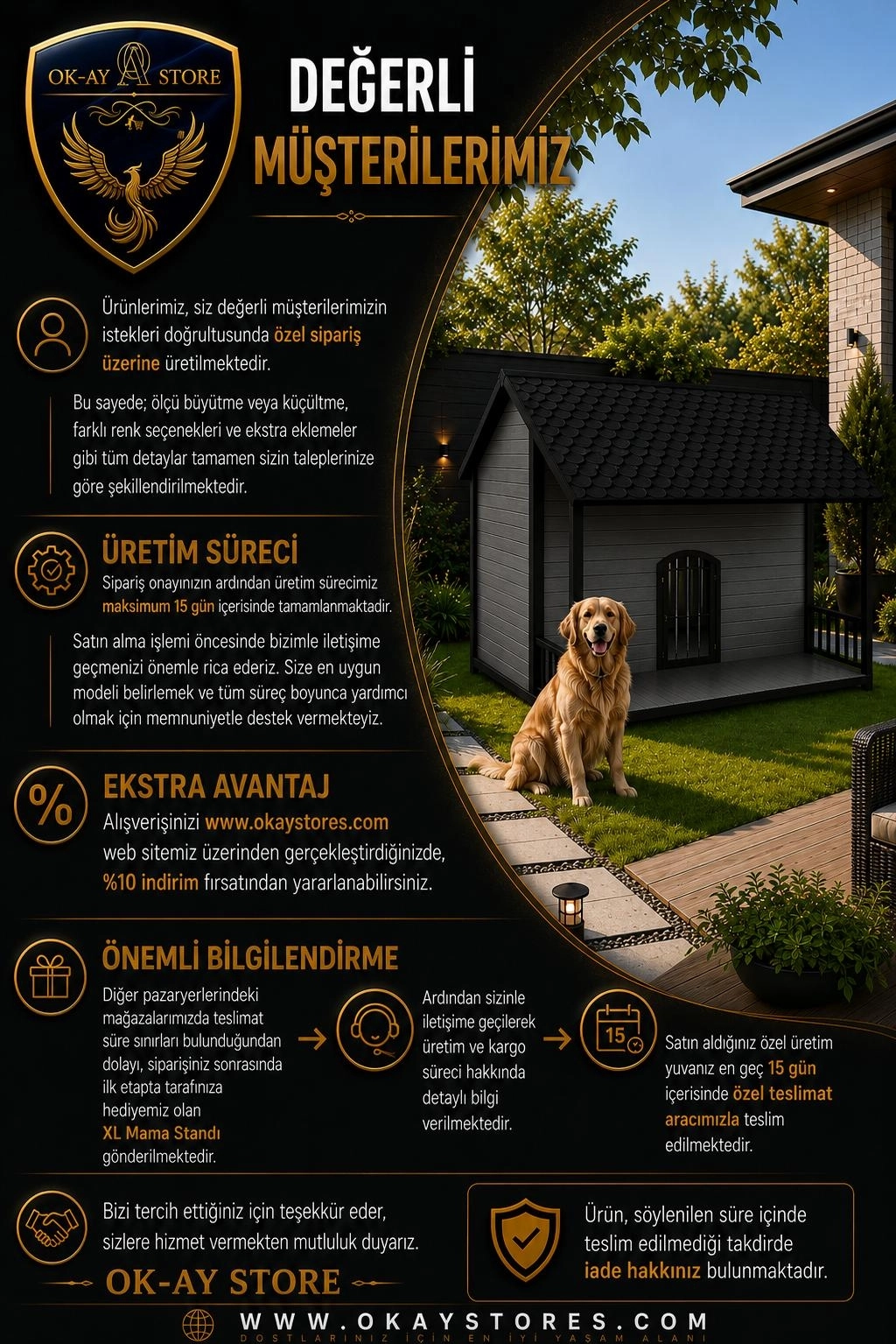 Büyük Irk Köpek Kulübesi Ahşap Verandalı Bahçe Evi Dört Mevsim Kullanıma Uygun Model