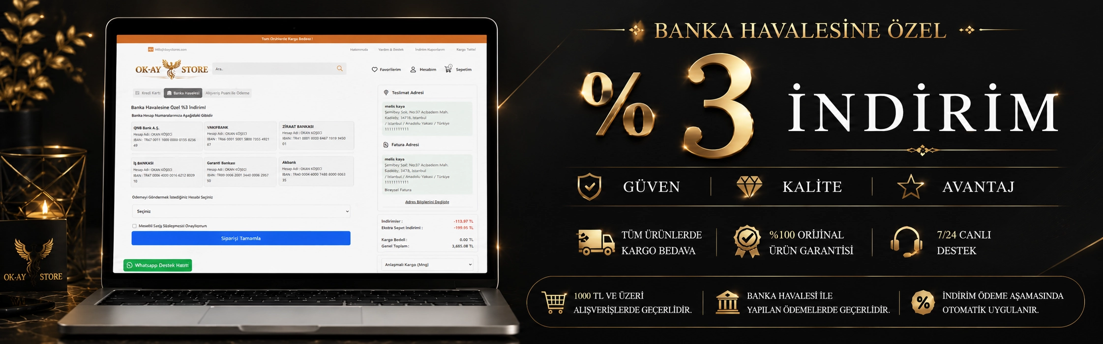 Banka Havalesine Özel %3 İndirim!